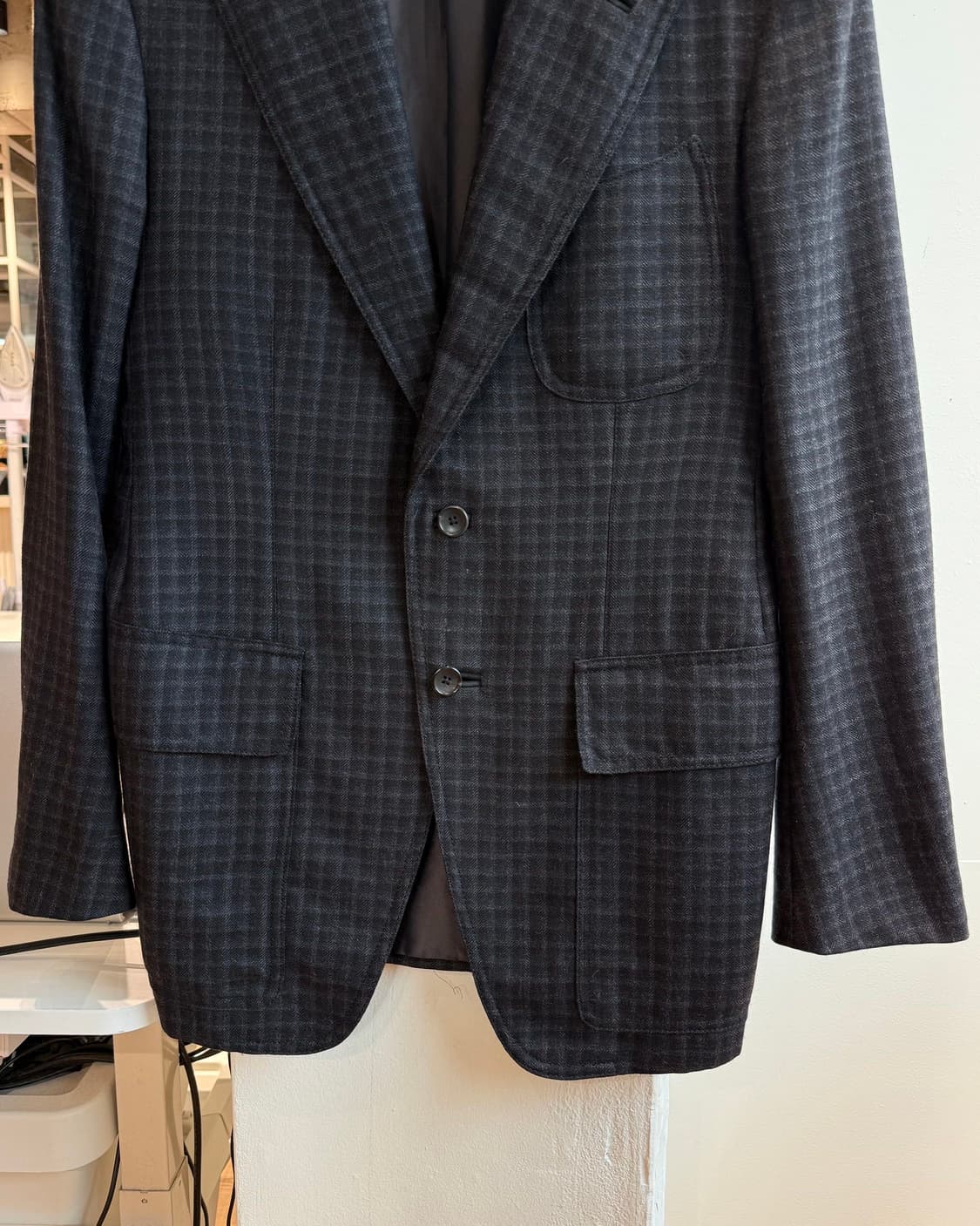 톰포드 블랙 윈도우페인 체크 패턴 울 블레이저 자켓  상품이미지6
