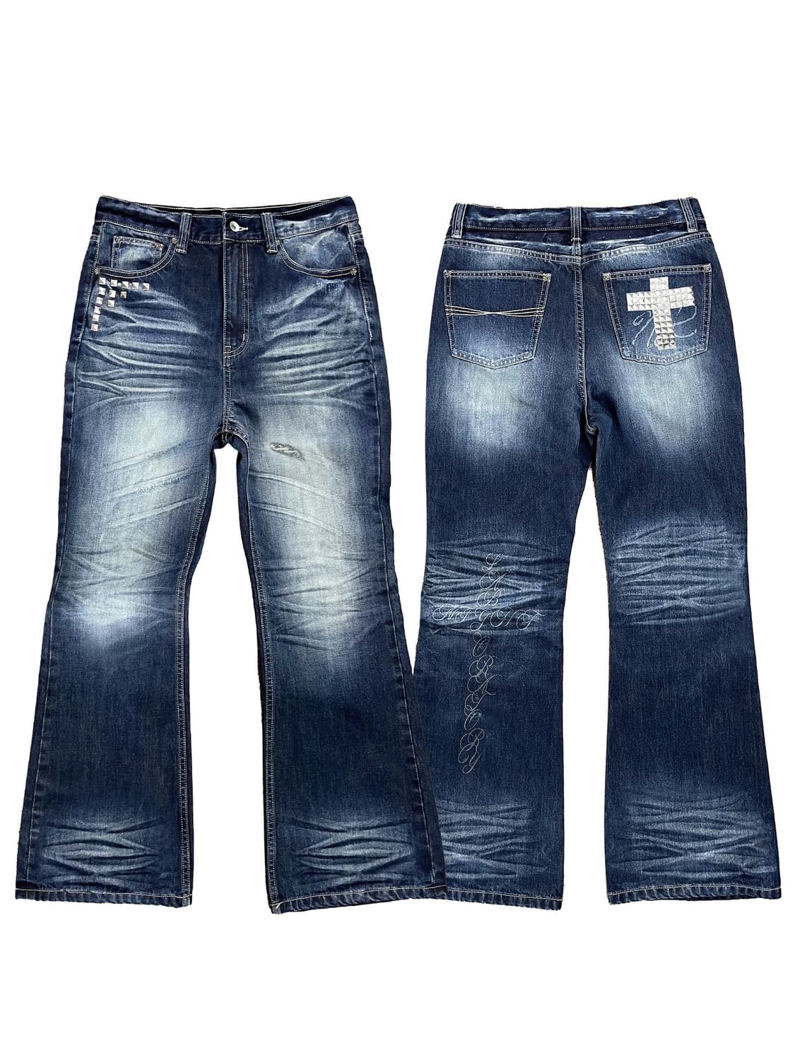 Rock Rivet Flared Jeans 상품이미지1