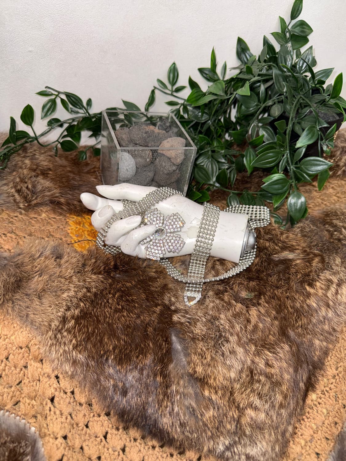 Silver flower cubic ball chain belt 상품이미지2