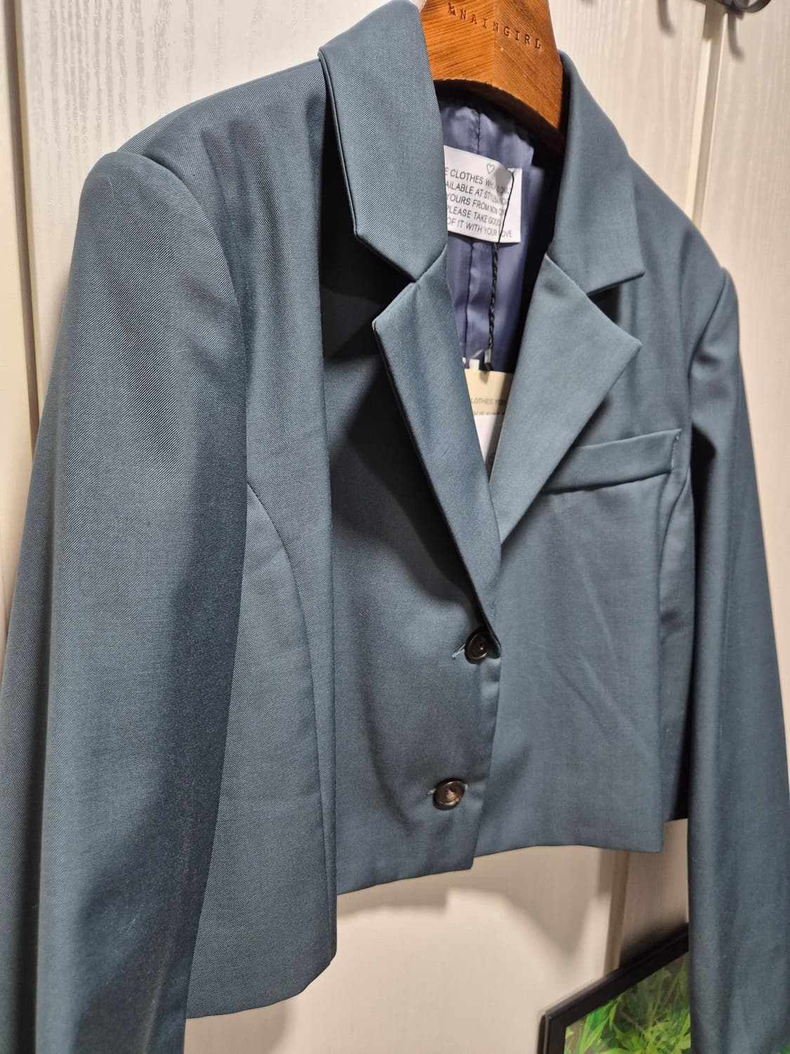 (타임세일)(새상품)스타일난다 크롭 자켓 청록카키 상품이미지8