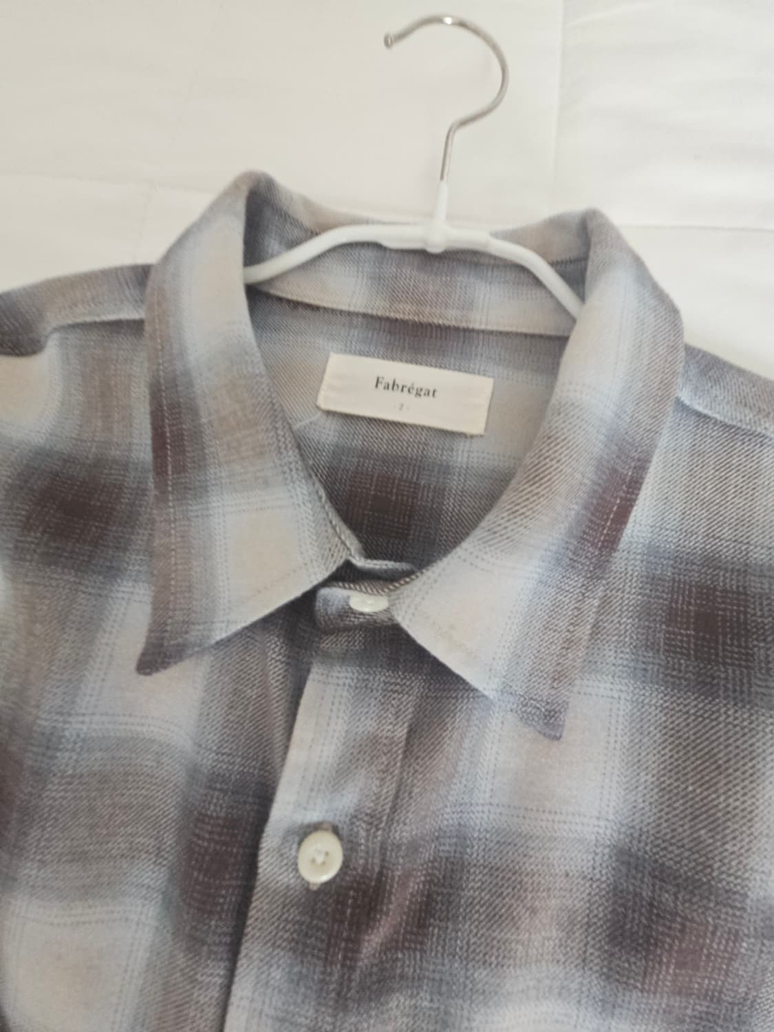 파브레가 옴브레 체크 셔츠 베이지 상품이미지5