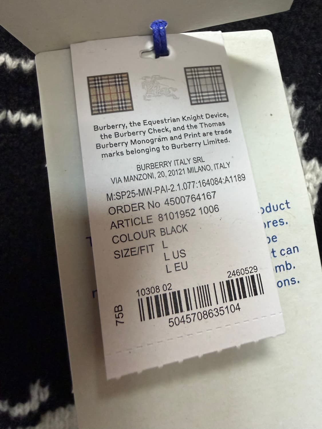 버버리 EKD 울 블렌드 니트 ( 105~110 ) 상품이미지7