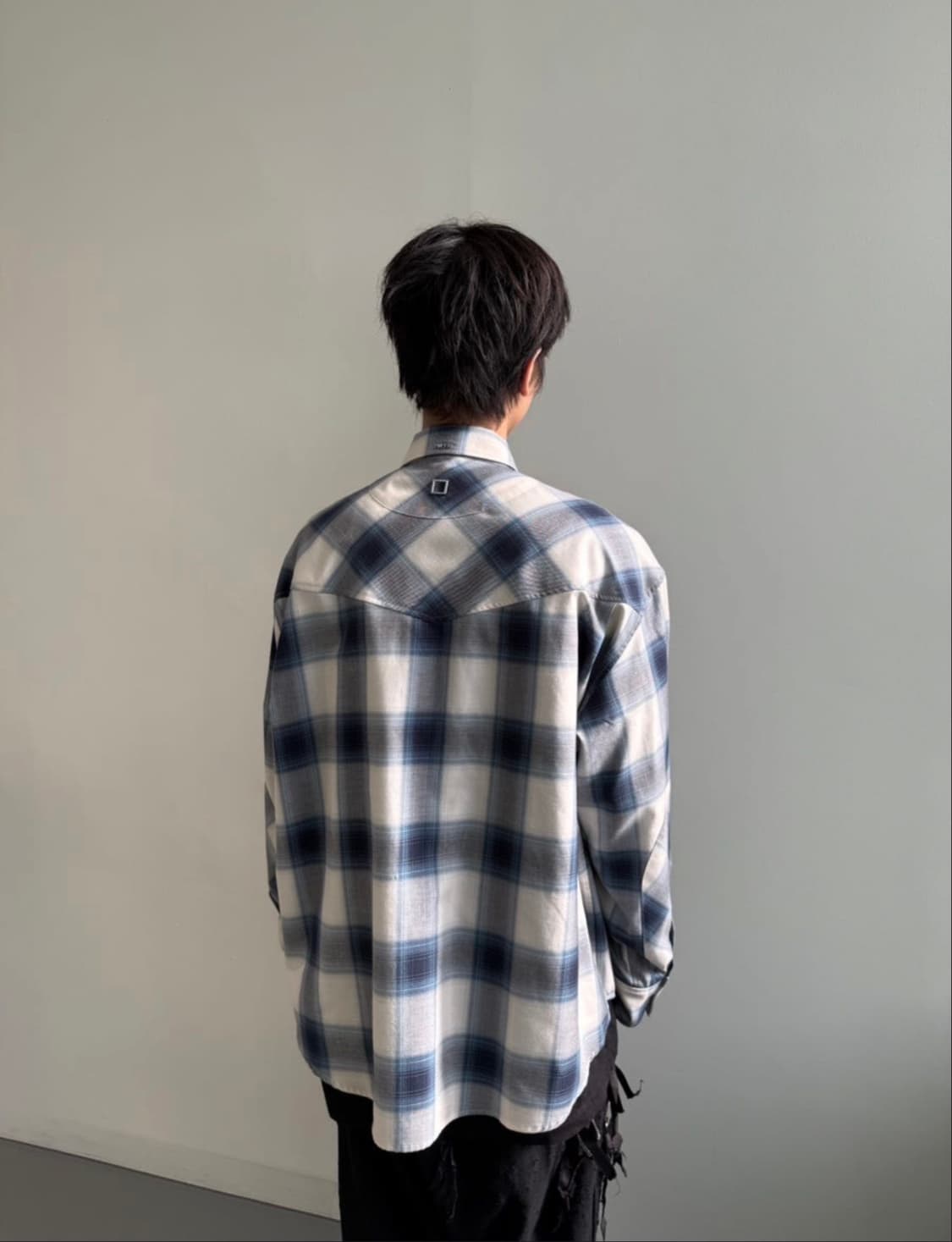 (46) 25ss 우영미 블루 웨스턴 체크셔츠 상품이미지4