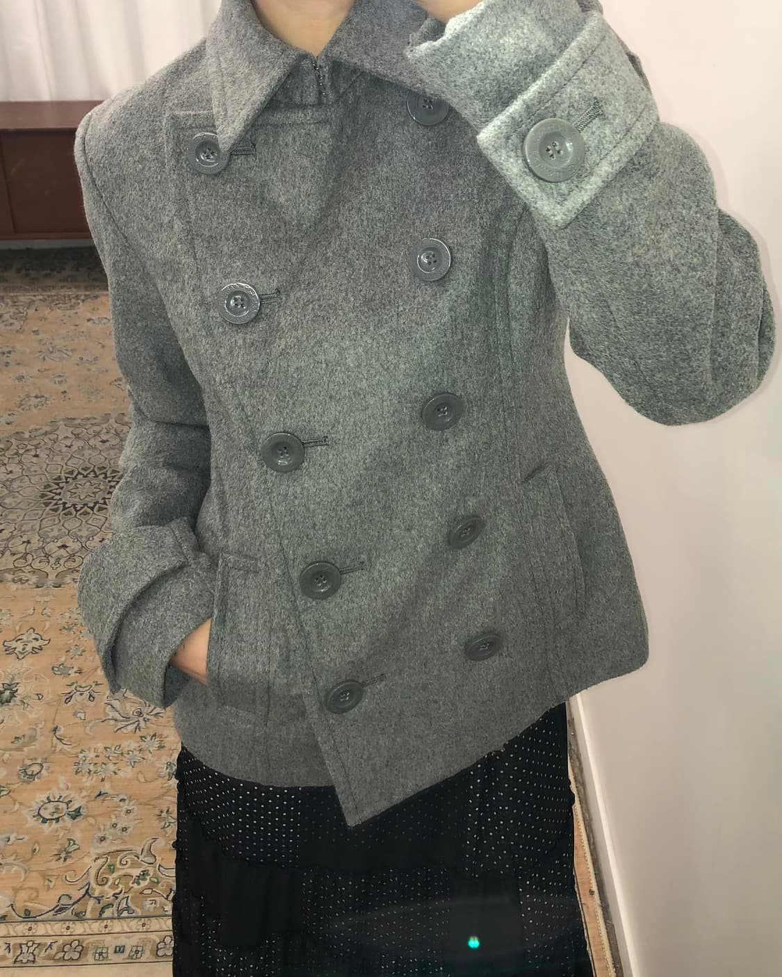 그레이 사이드 버튼 울 자켓 상품이미지3