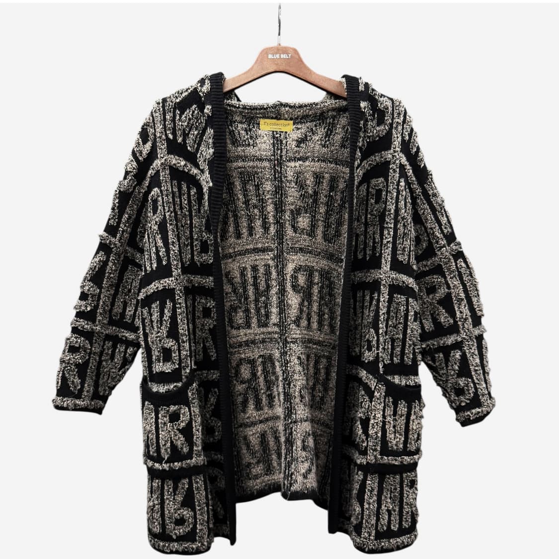 JPN VINTAGE 울니트 오픈 후드 가디건 그래픽패턴 자카드 디테일 상품이미지1