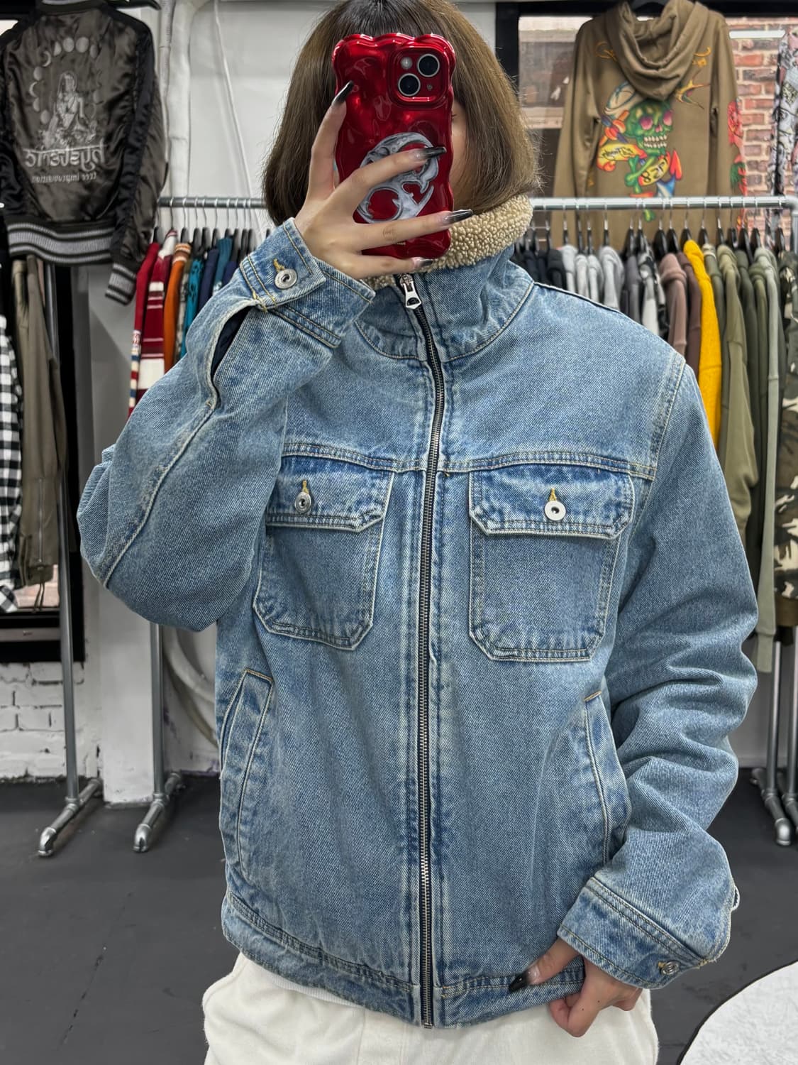 MNG 쉐르파 하이넥 데님자켓 상품이미지3