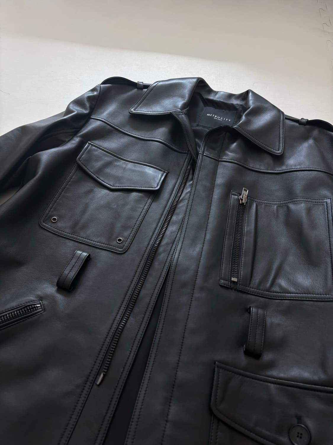 리얼 소가죽 사파리 자켓  상품이미지7