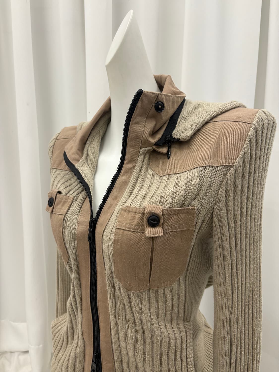 y2k 투웨이 골지 하이넥 집업 상품이미지4