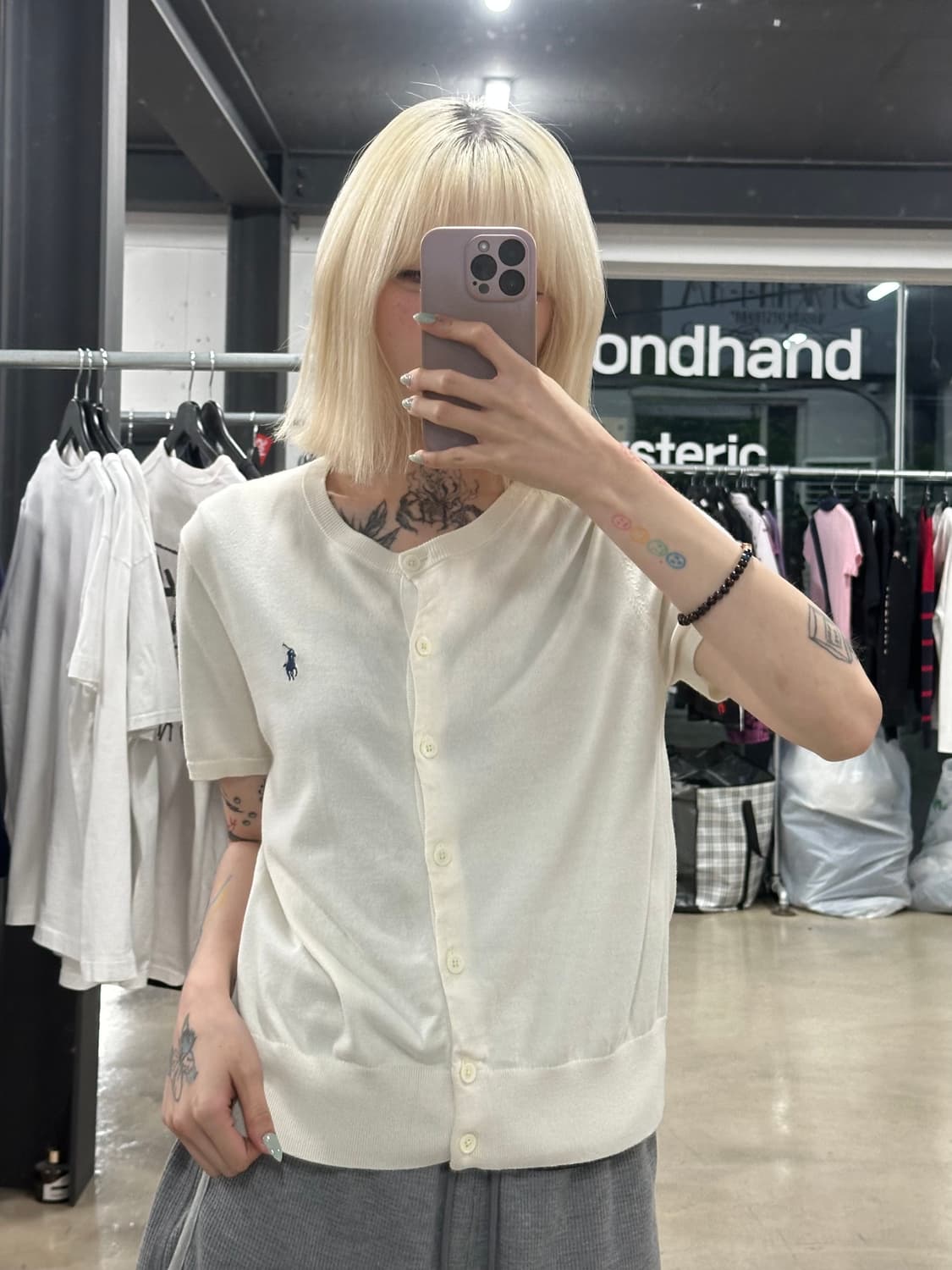 폴로 랄프로렌 코튼 단추 가디건 반팔 상품이미지1