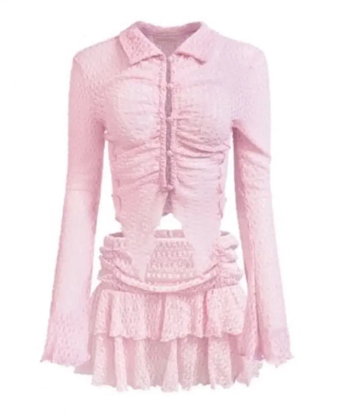 익스파이어드걸 클로이 레이스 셋업 핑크 s사이즈 상품이미지1