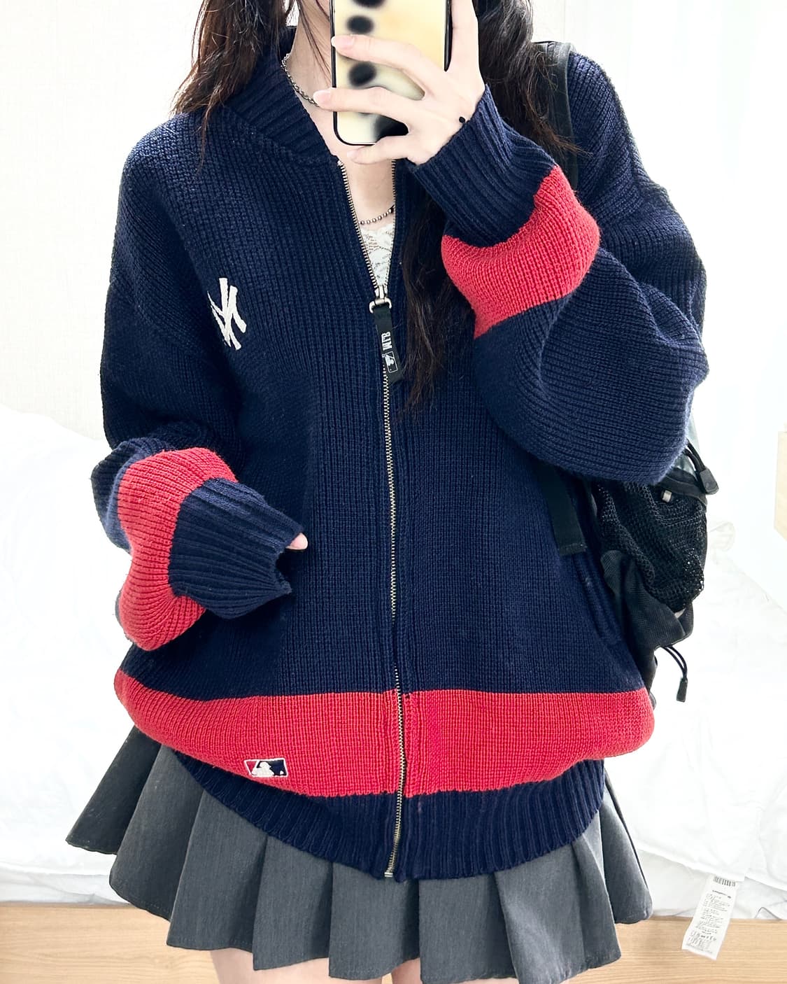 마제스틱 뉴욕양키스 빅로고 니트집업 상품이미지1