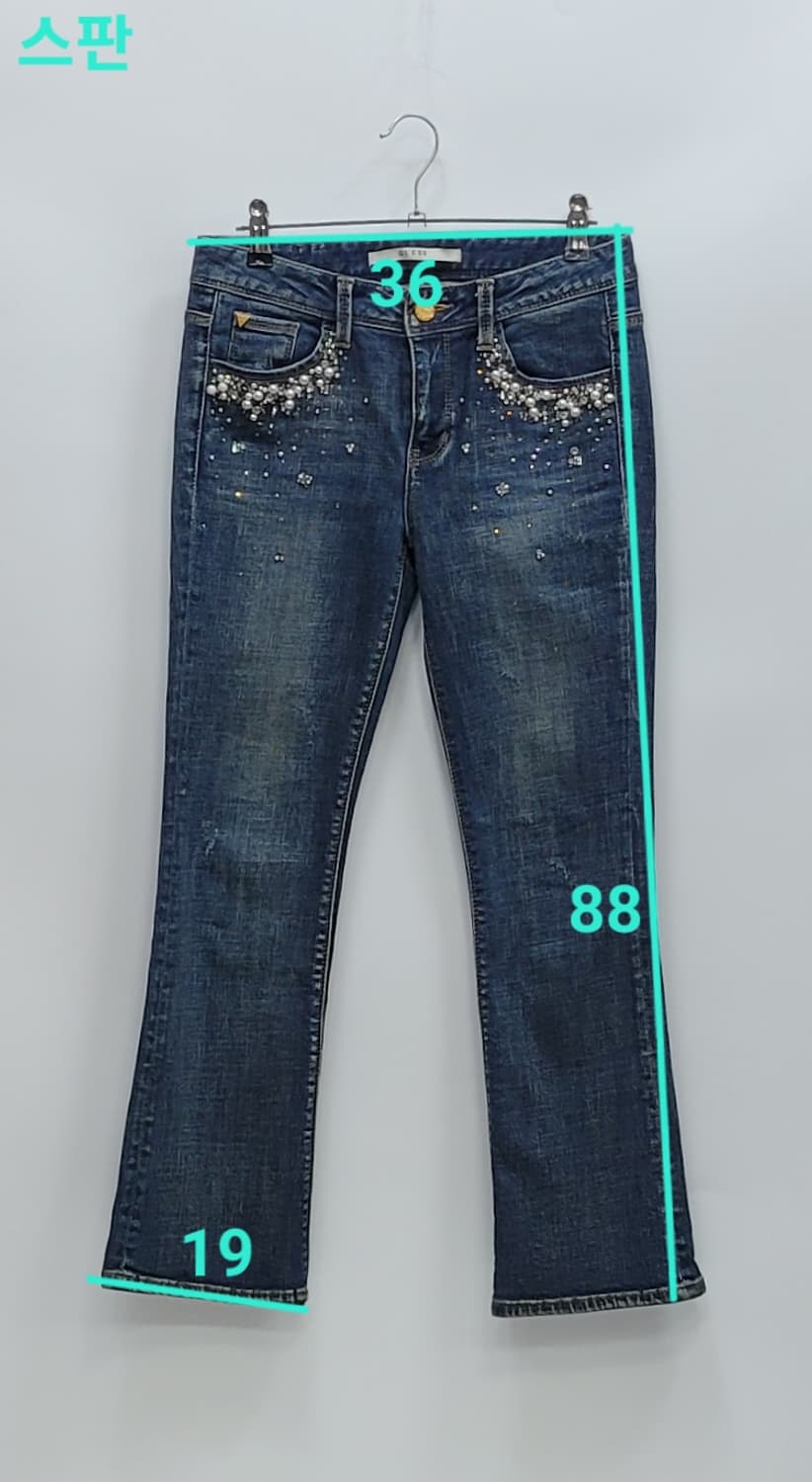 GUESS 스타더스트 인디고 슬림 부츠컷 데님 청바지 / 여 64 (26 상품이미지10