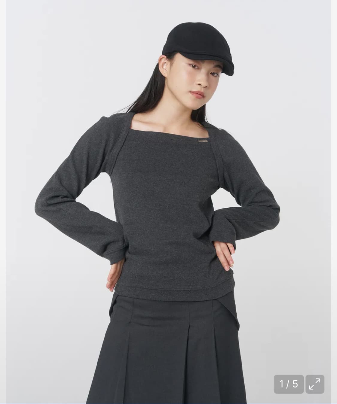 Bolero layered long sleeves CHARCOAL 상품이미지1