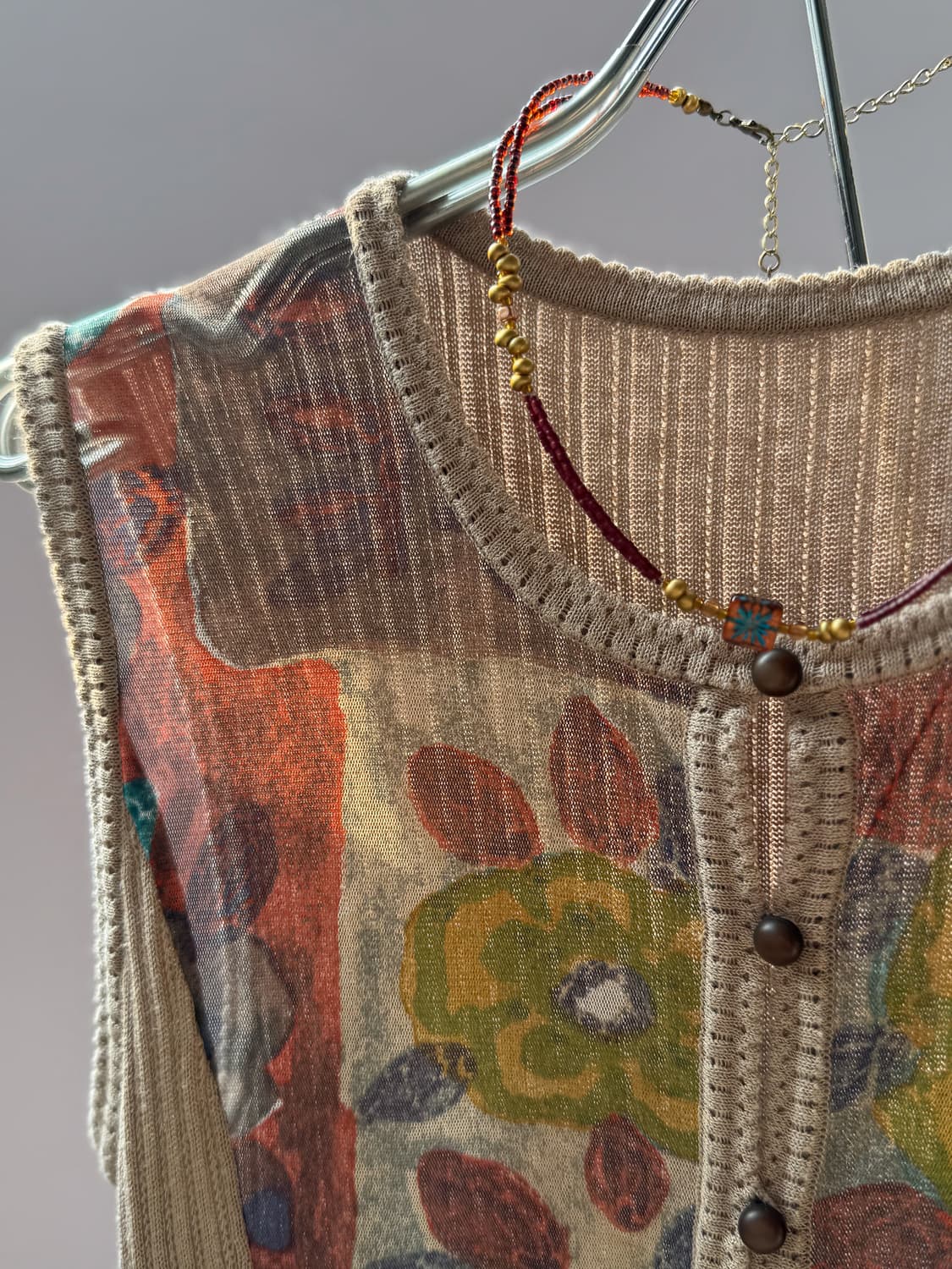 Floral See-through Button Knit Vest 0242 상품이미지3