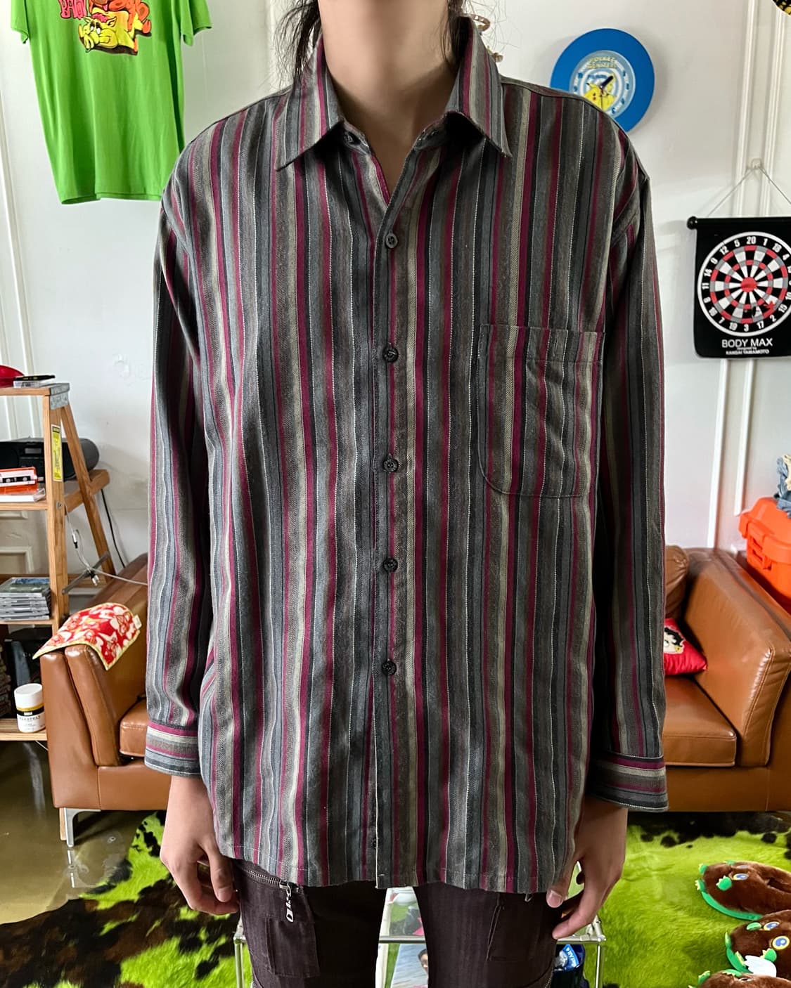 Vintage Retro Stripe Pattern Shirt 상품이미지2