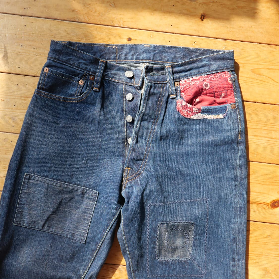 90‘s ZIPANGU BLUE by KAPITAL 리페어 셀비지 데님 상품이미지4