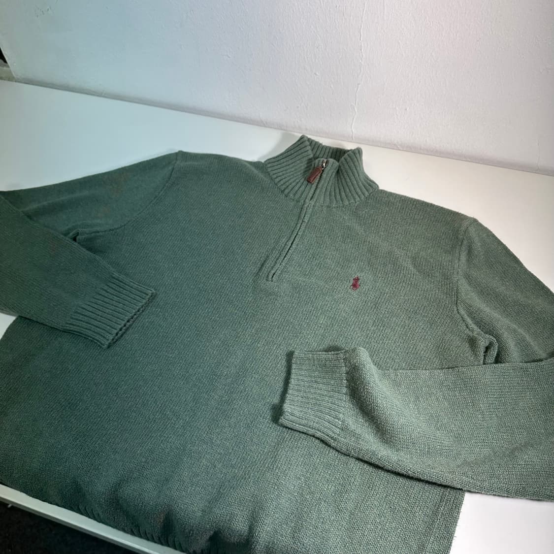 95-100 폴로 랄프로렌 녹차 면 반집업니트 상품이미지2