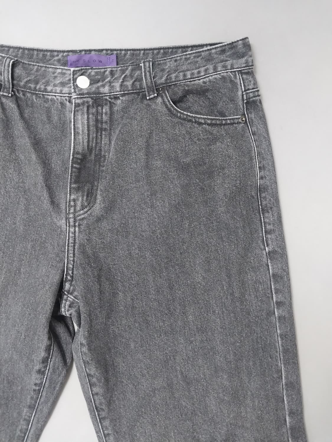 [34] 비슬로우 퍼플 미들지퍼 와이드 블랙진 청바지 상품이미지4