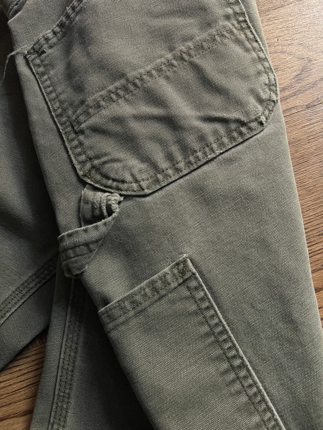 [36]칼하트 Made in USA 더티워싱 모스그린 싱글니 워크 팬츠 상품이미지7