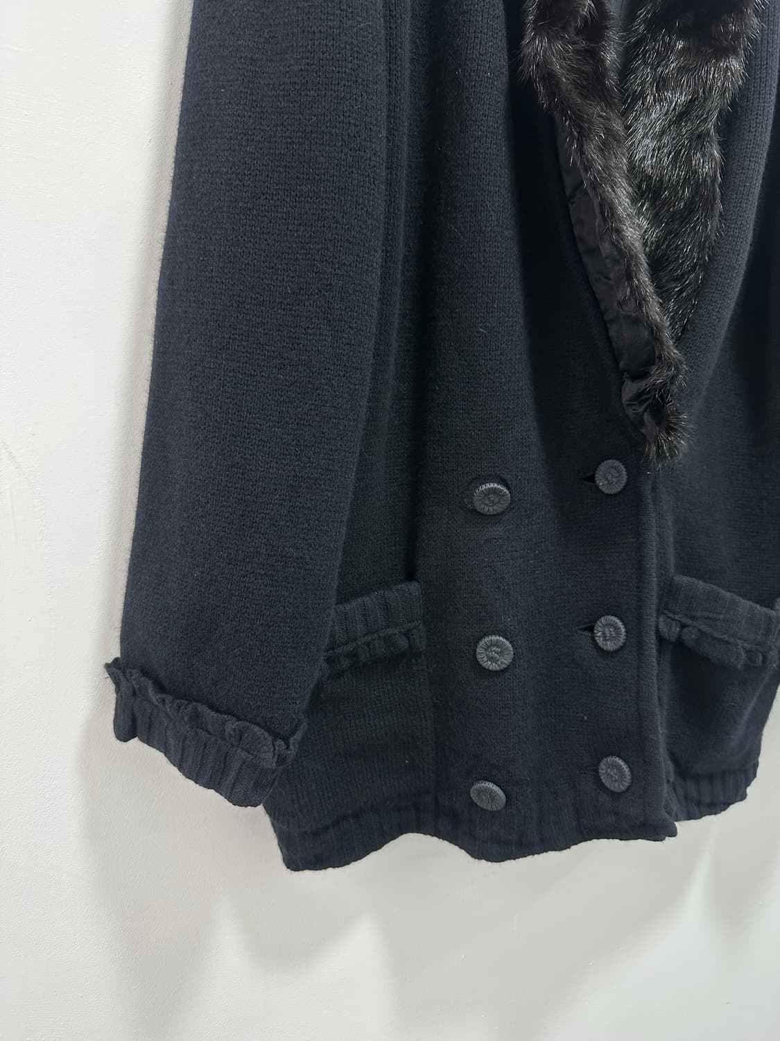 00s fur trimming double buttoned knit ja 상품이미지7