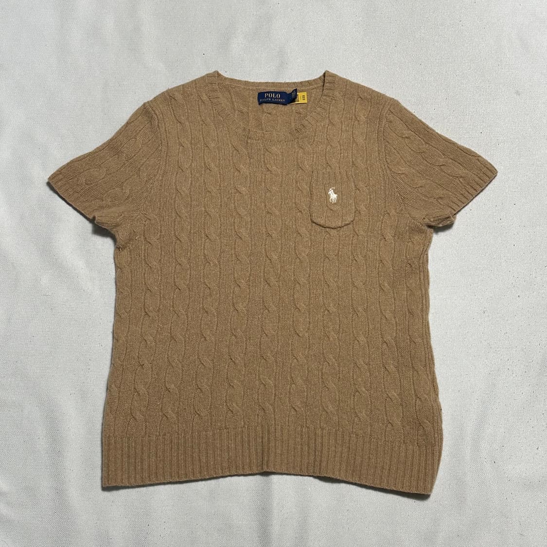 L 폴로랄프로렌 여성용 캐시미어 케이블 반팔 니트 상품이미지2