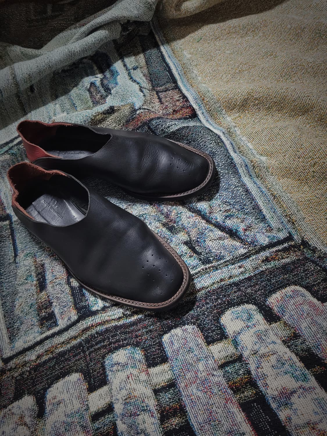 요지 야마모토 블랙 레더 플랫슈즈 상품이미지2