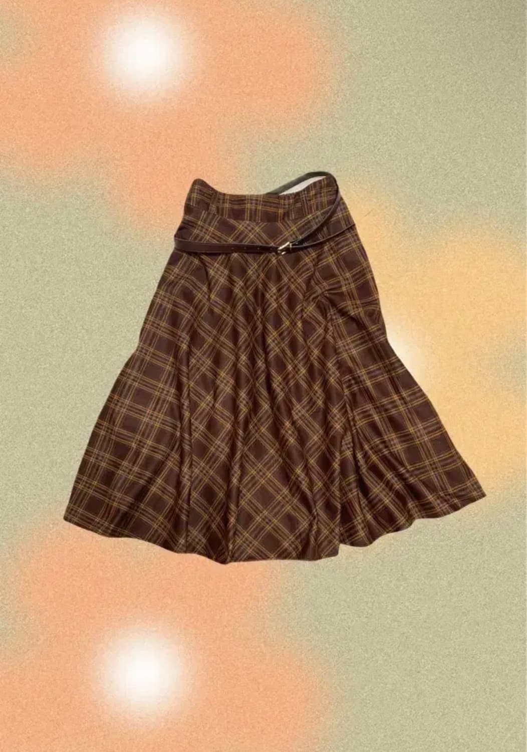 빈티지 브라운 체크 롱스커트 치마 (+벨트) 상품이미지1