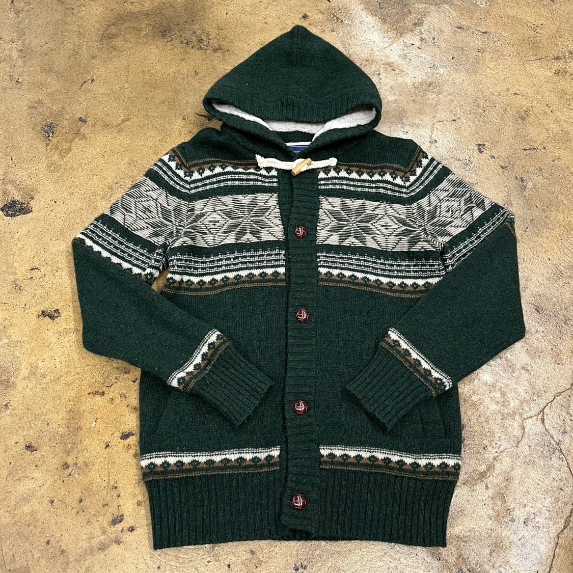 딥 그린 더플 떡코 후드 양털 니트 가디건  상품이미지2