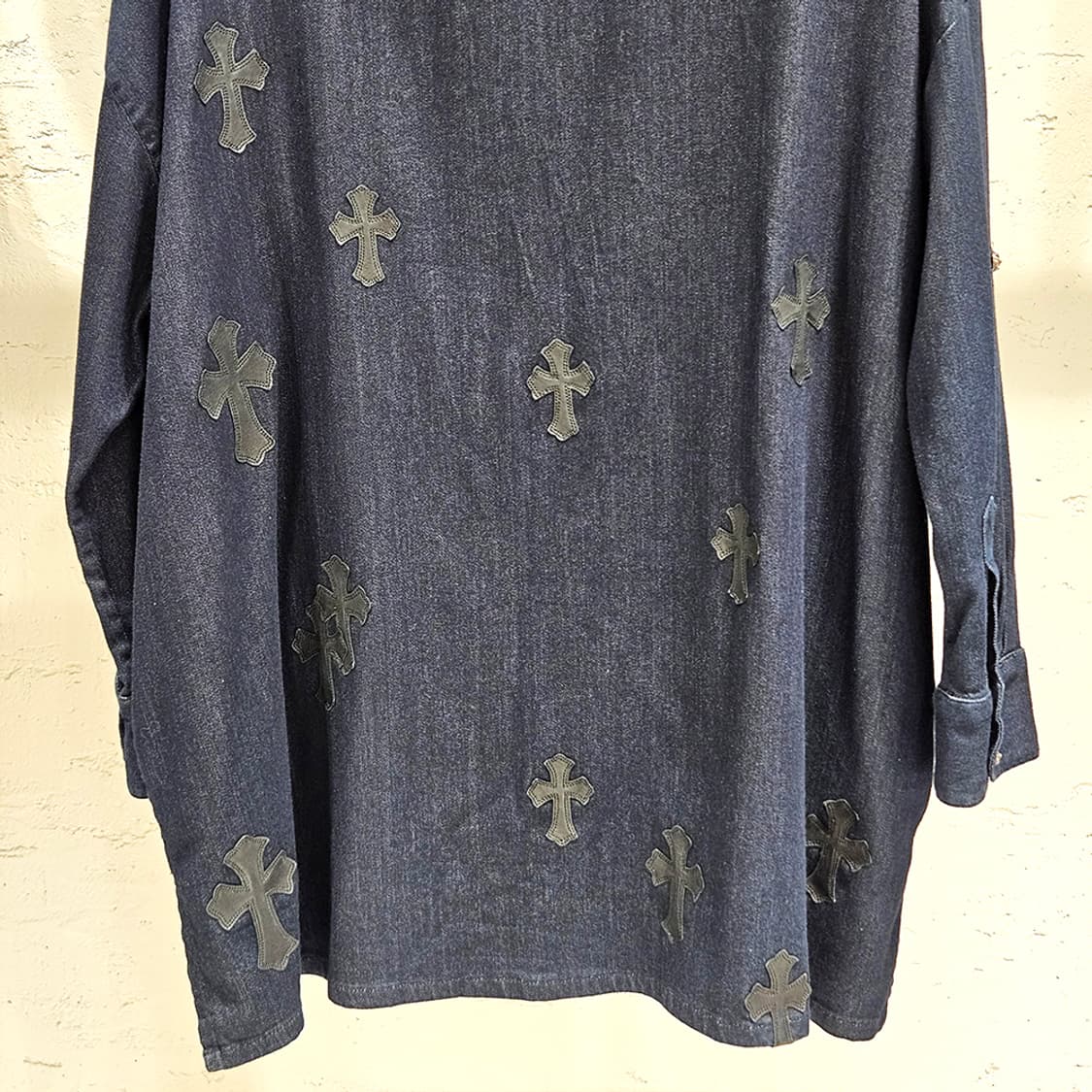 [S] 크롬하츠 레더패치 인디고데님 셔츠 B1213C173 상품이미지5