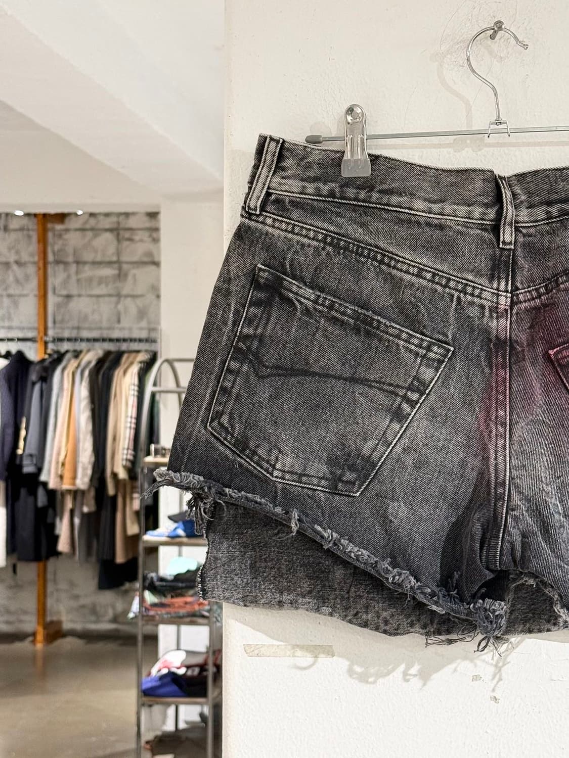 발렌시아가 흑청 워싱 데님 미니 스커트 숏팬츠 상품이미지5