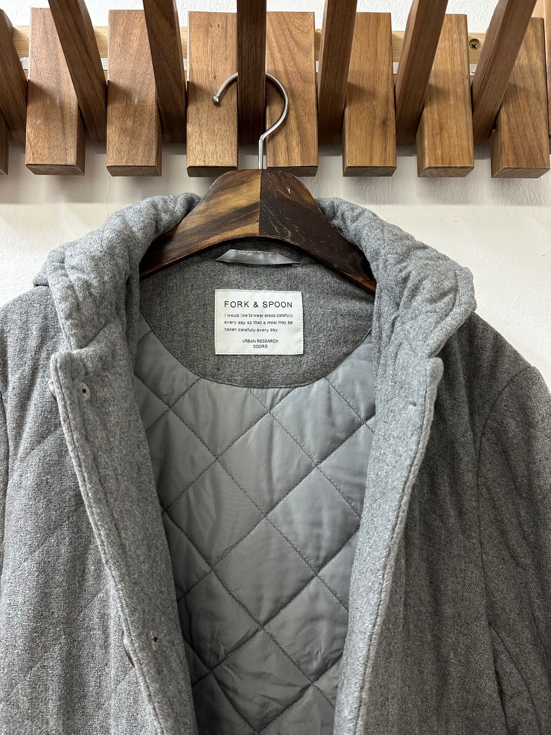 일본빈티지 어반리서치 양모울50% 후드 안감 누빔 코트 상품이미지7