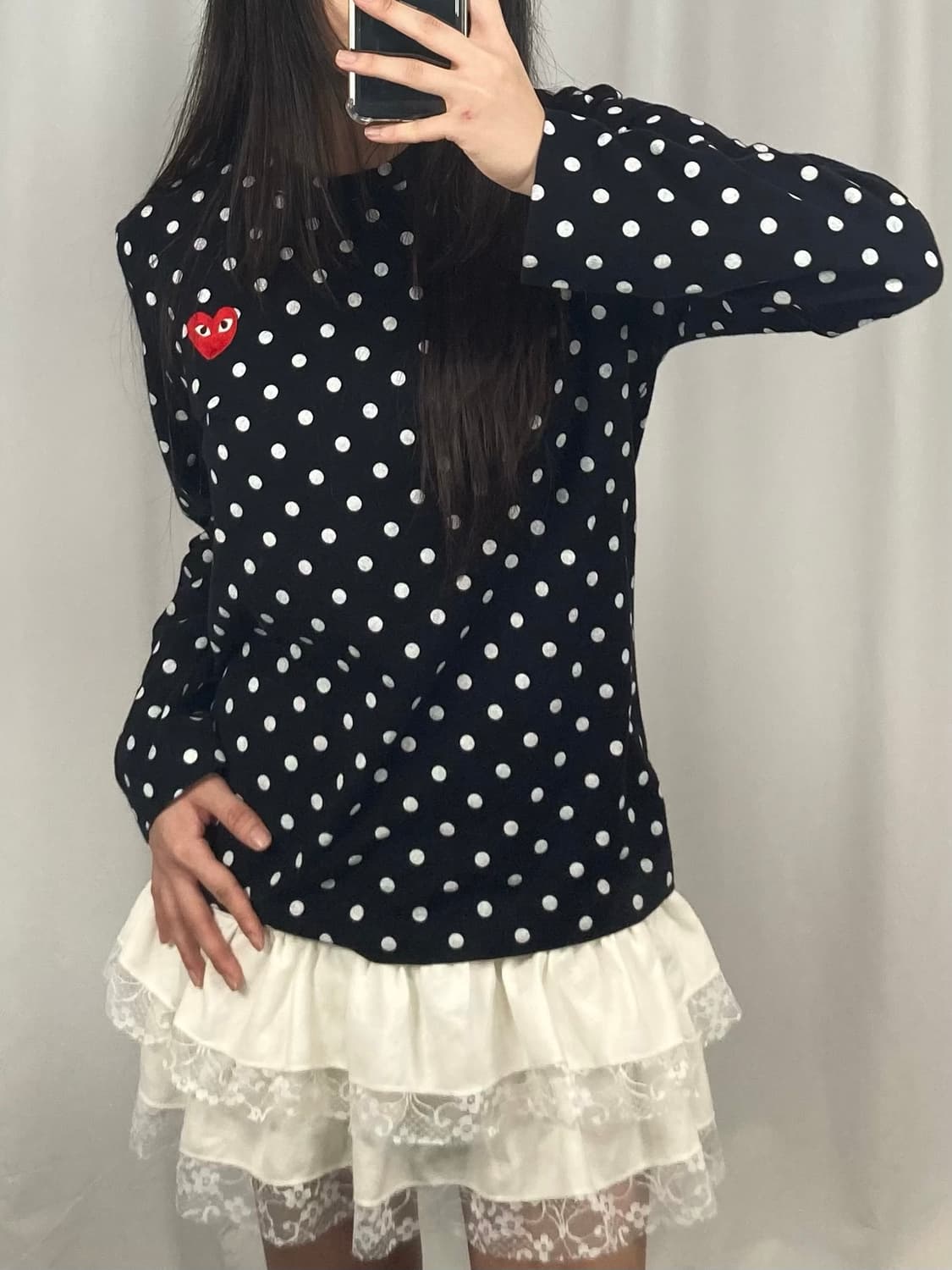 꼼데가르송 레드 와펜 도트 롱 슬리브 상품이미지2