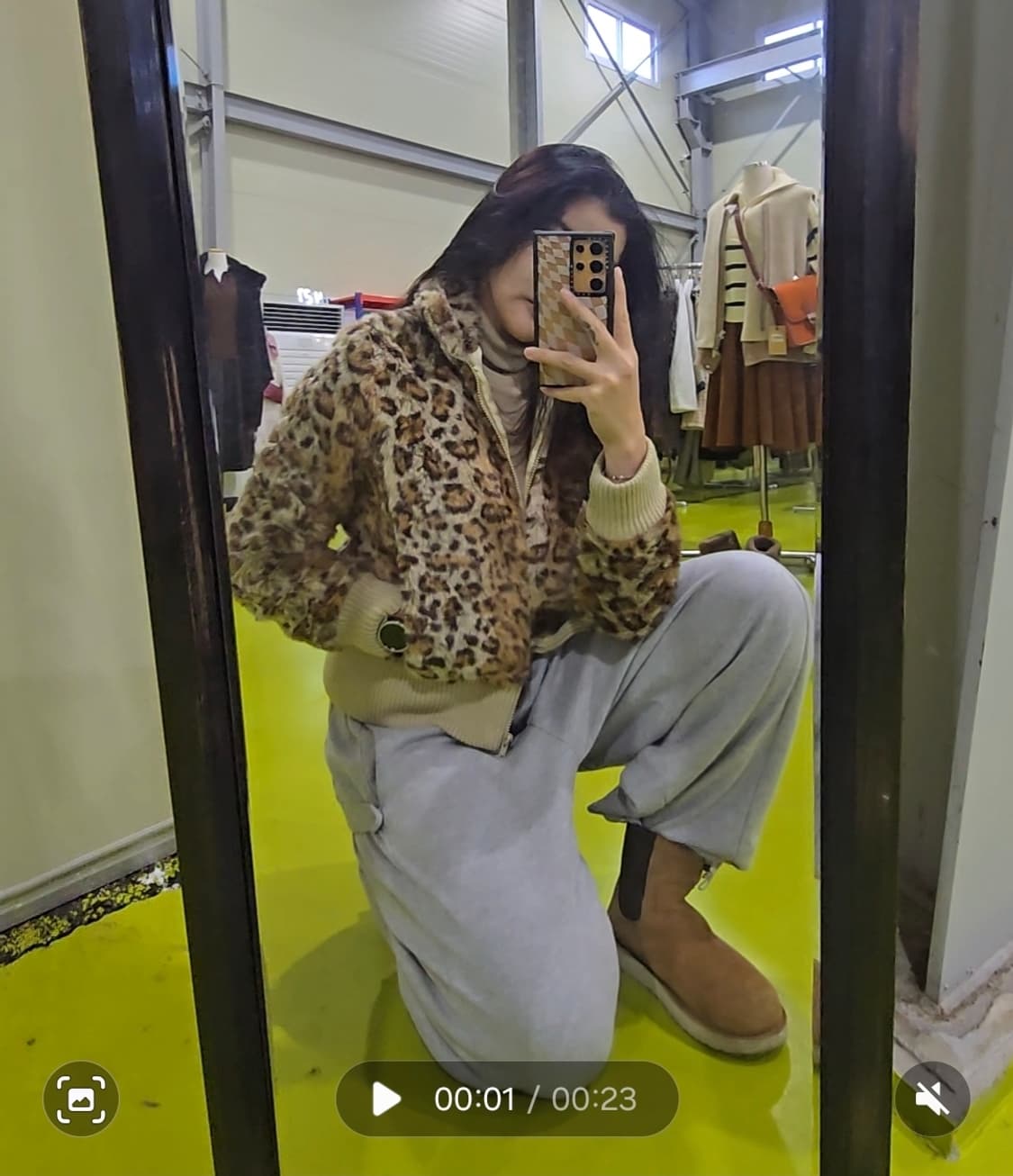 레오파드 퍼 숏 자켓 일본 빈티지 상품이미지10