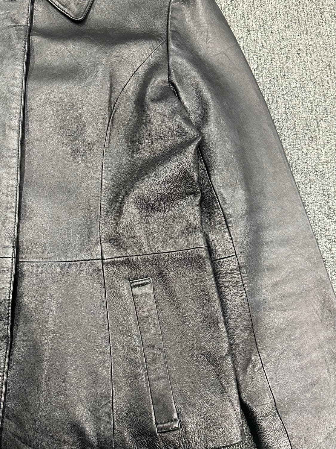 38)Japanese vintage 여성 히든버튼 레더자켓 상품이미지3