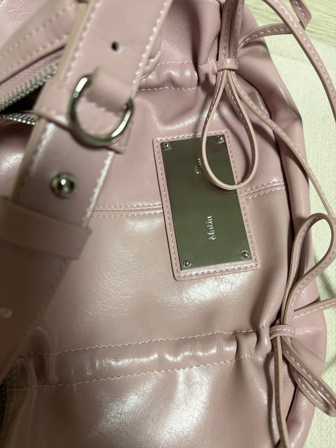 마뗑킴 하프 셔링 리본 라운드백 라이트 핑크  상품이미지4
