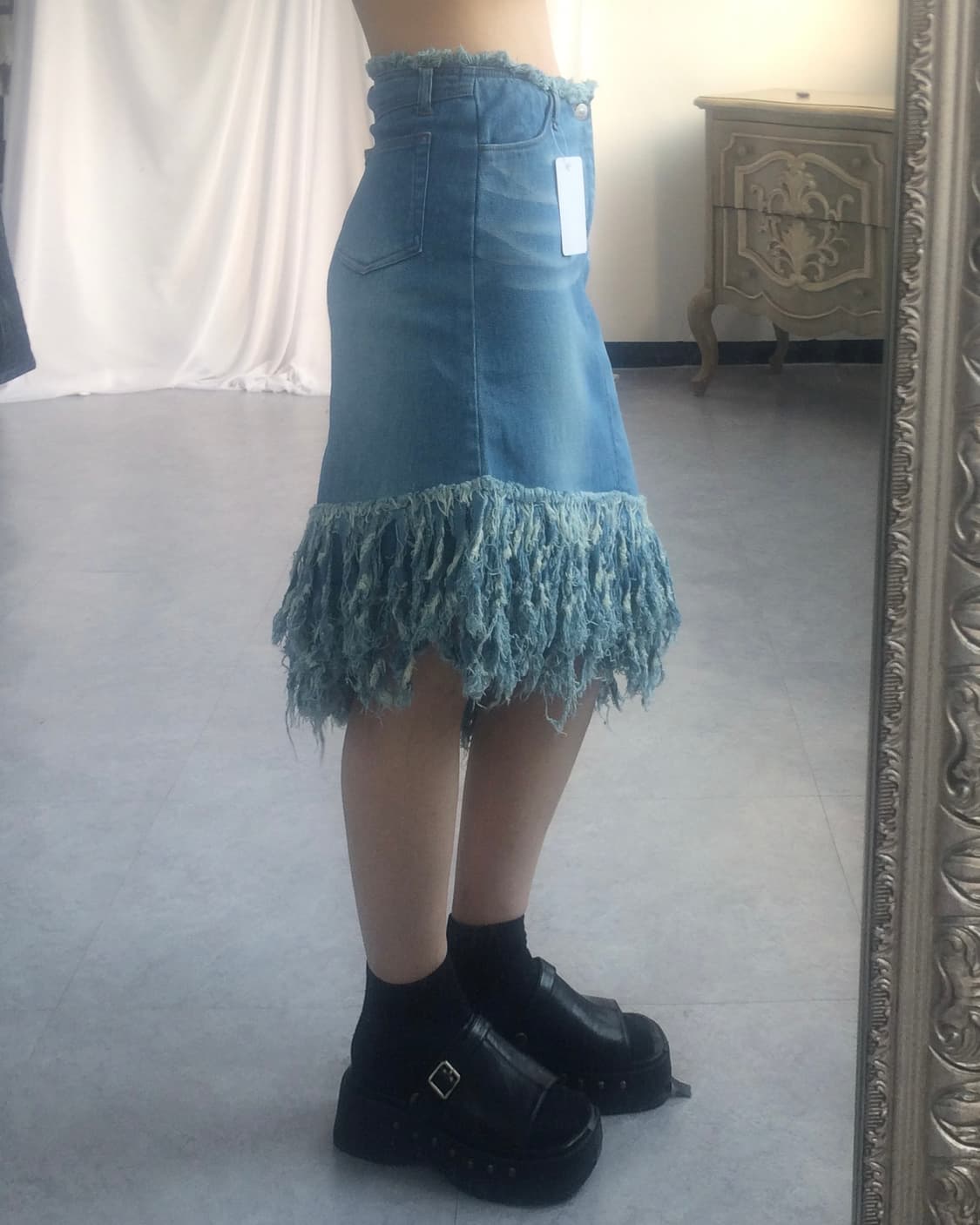 Fringe unbalanced midi skirt 상품이미지5