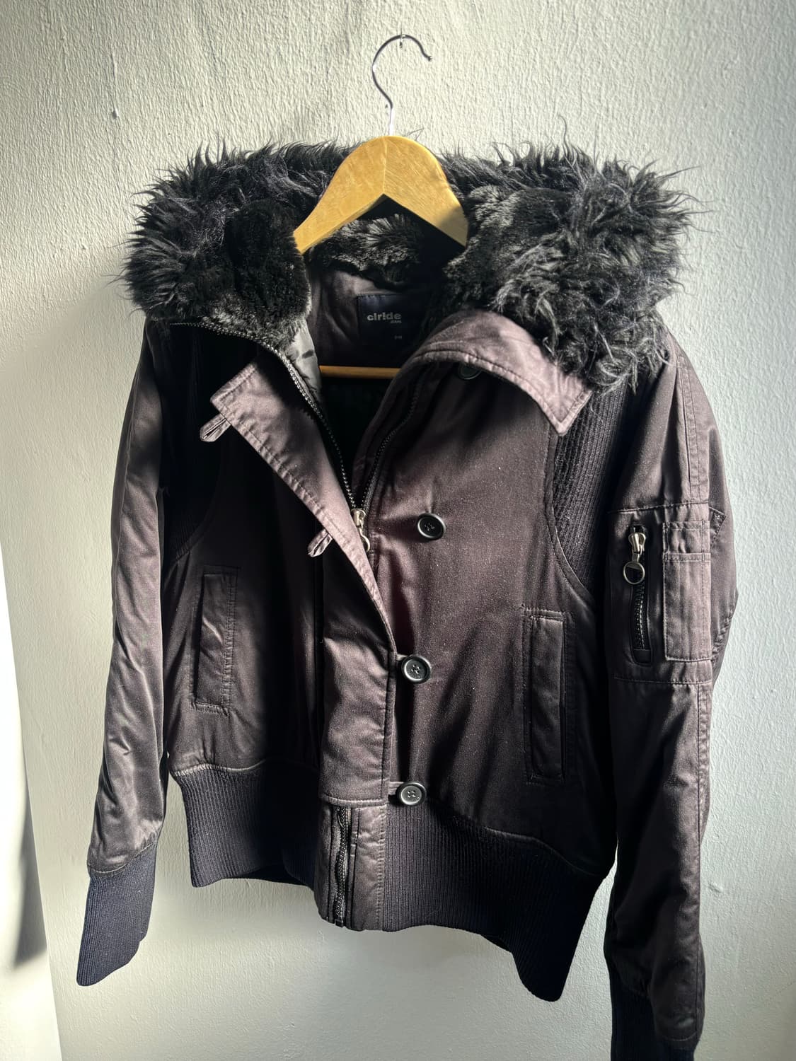 Vintage Black Fur Hood Jacket 상품이미지4