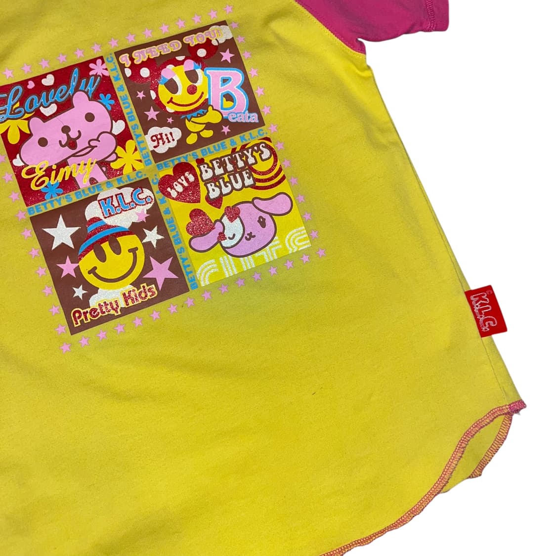 K.L.C. 캐릭터 글리터 프린팅 나그랑 반팔티 키치갸루 상품이미지3