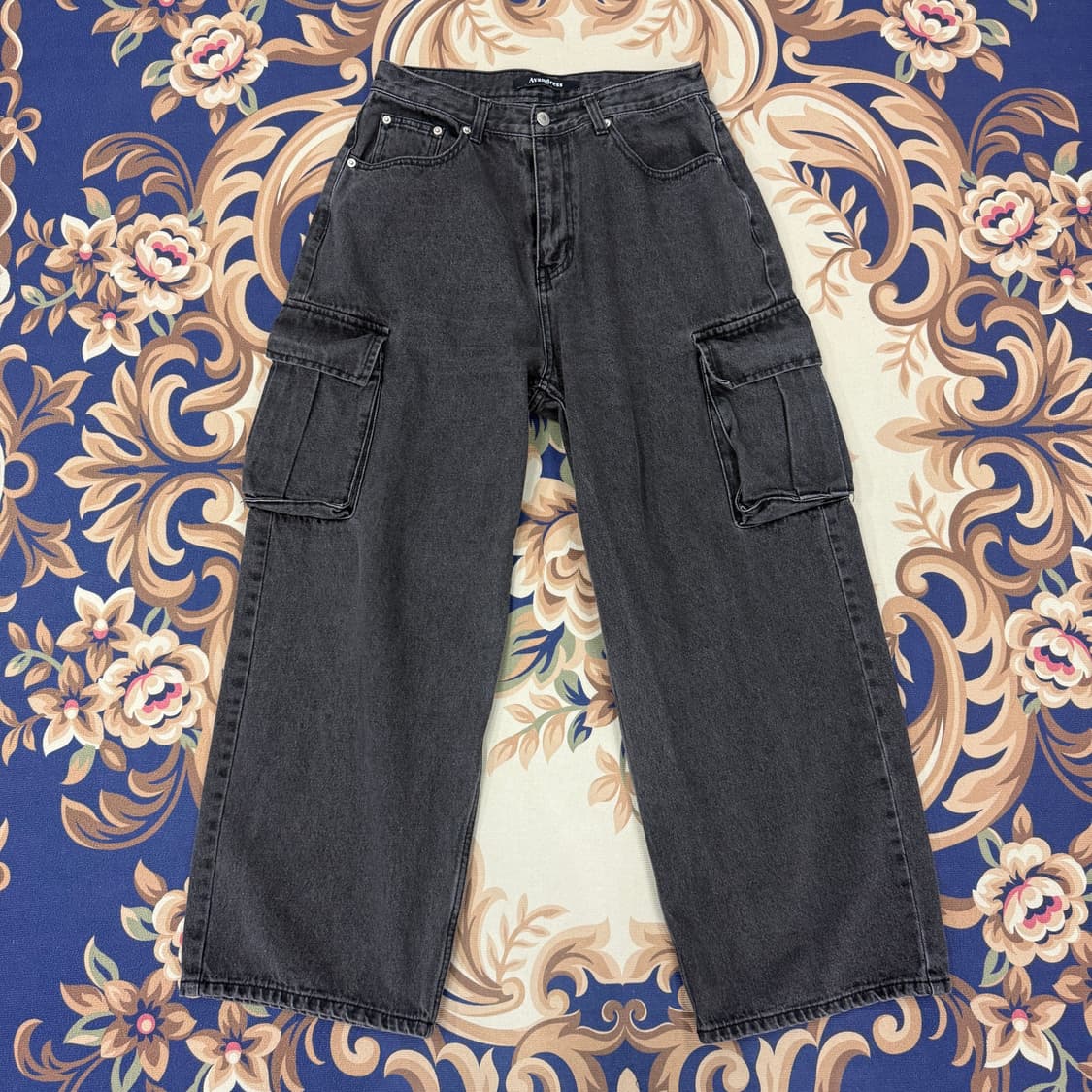 (S)어반드레스 Avandress 흑청 와이드카고데님팬츠 상품이미지1