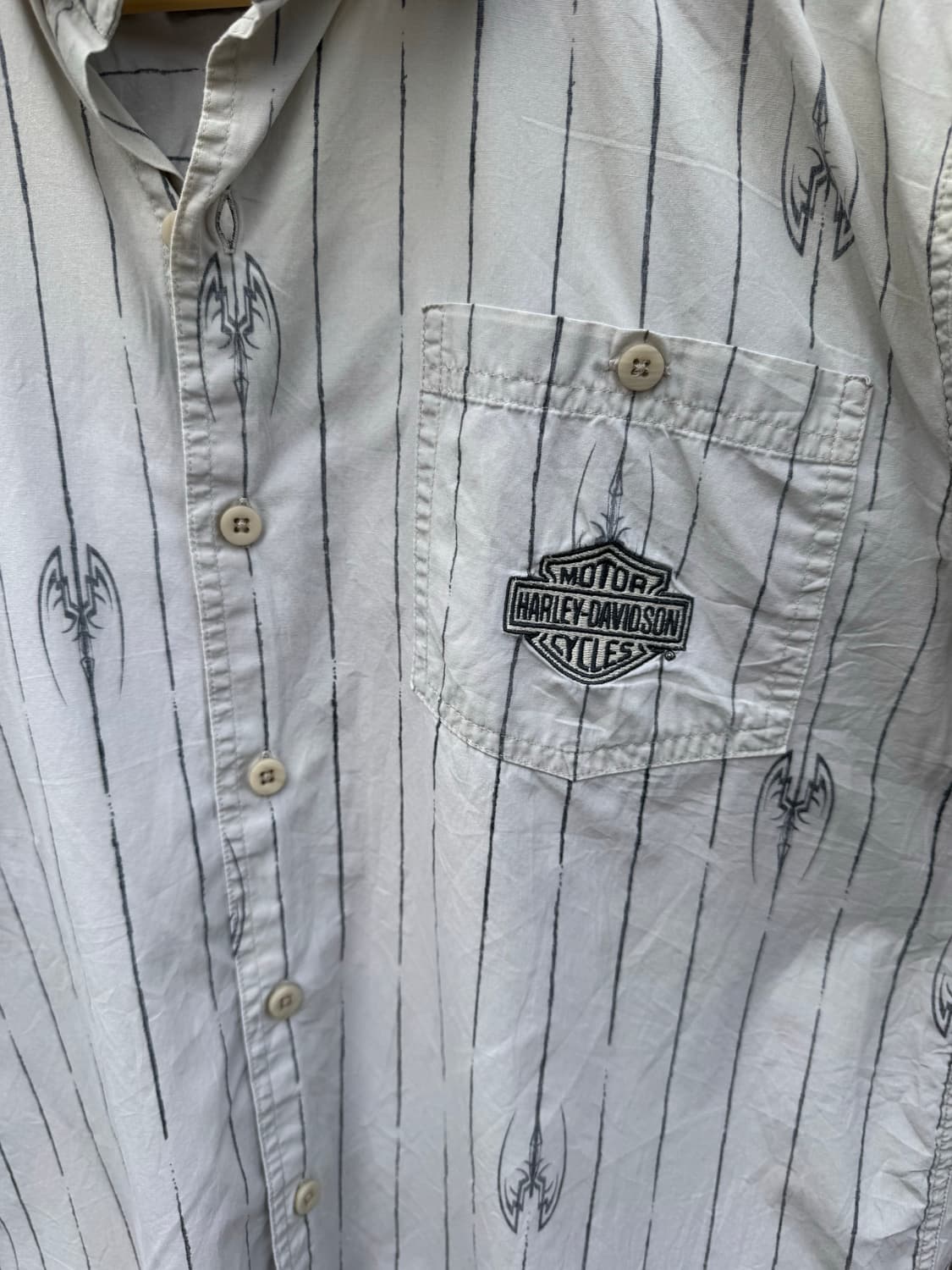 할리데이비슨 빈티지 프린팅 스트라이프 반팔 셔츠 m 상품이미지3