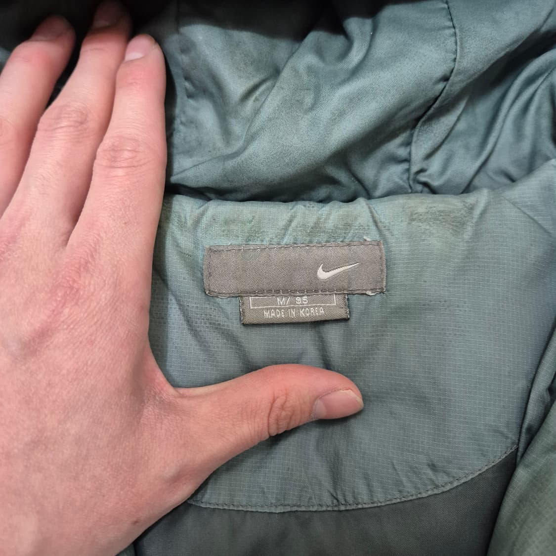 나이키 00s 올드스쿨 투톤 배색 스우시 덕다운 후드 패딩 점퍼 상품이미지5