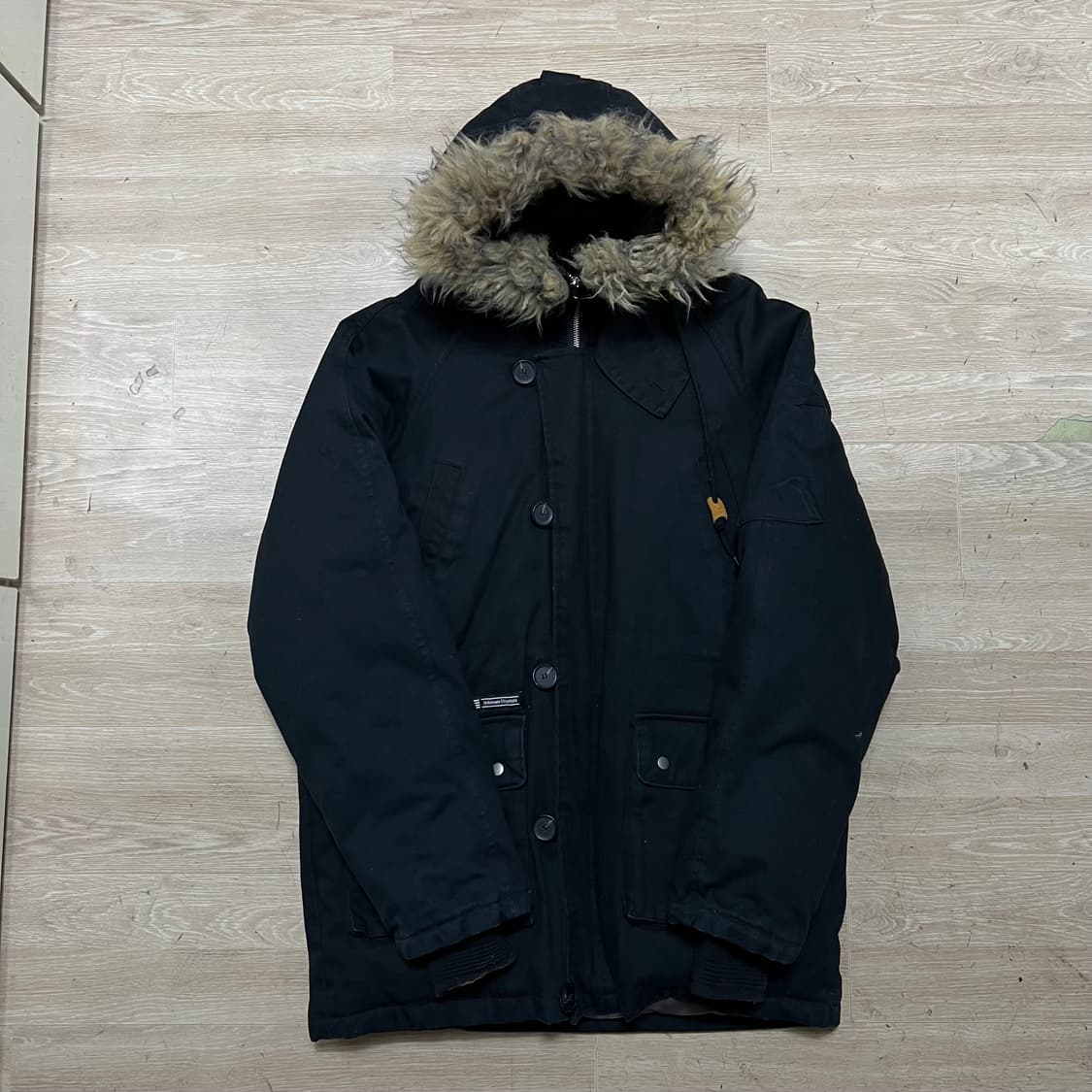 앱놀머씽 퍼후드 야상패딩 점퍼 [블랙] XL/105 상품이미지1