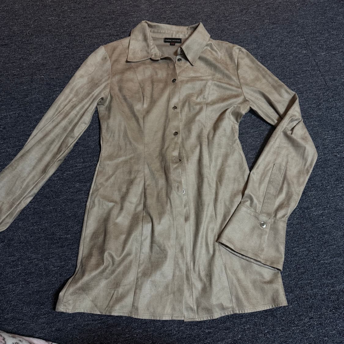 달링유어배드 빈티지 스웨이드 롱 셔츠 상품이미지2