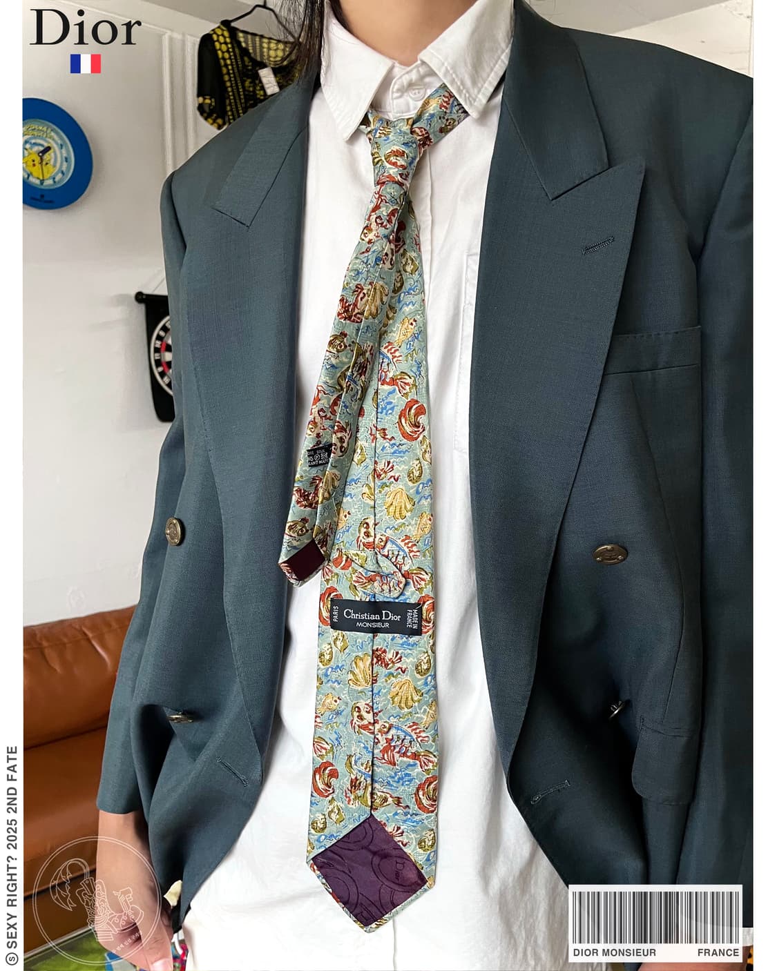 1980-90s Old DIOR France Made Silk Tie 상품이미지1