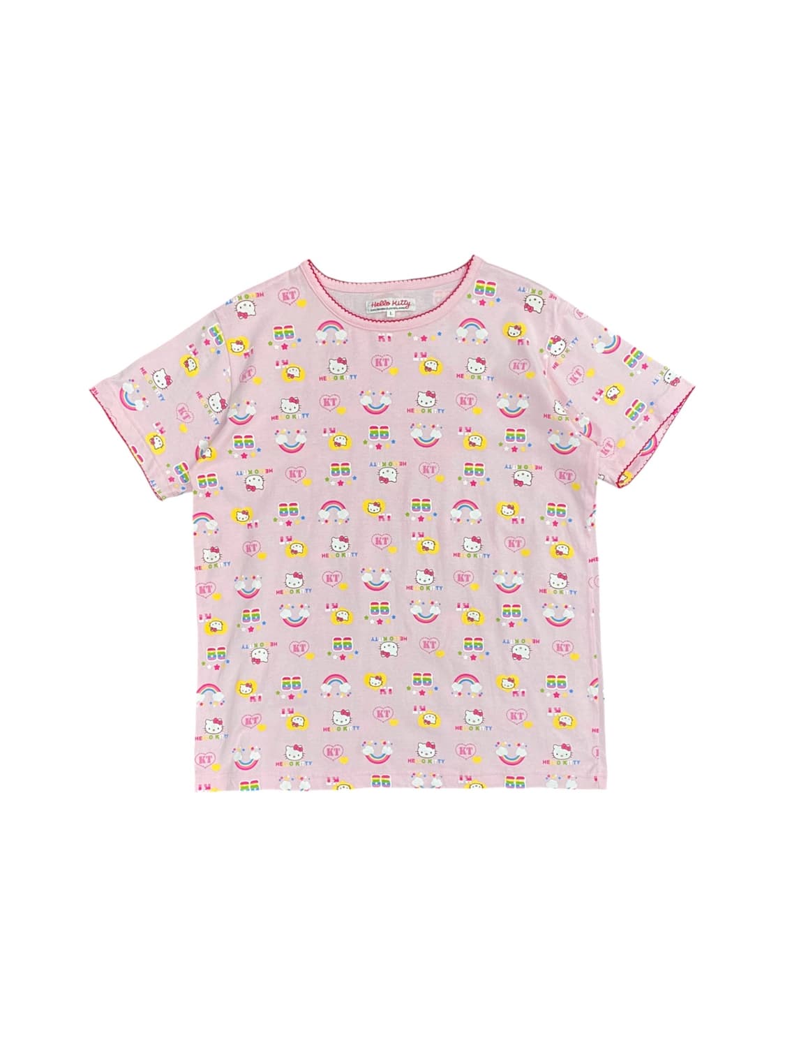 Hello kitty 키티 프린팅 프릴 반팔 티셔츠 상품이미지1