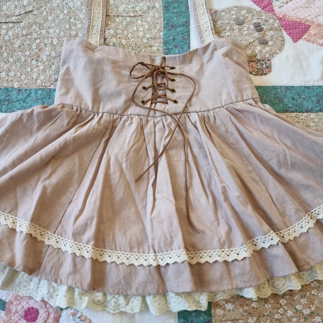 리본 코르셋 레이스 서스펜더 스커트 상품이미지4