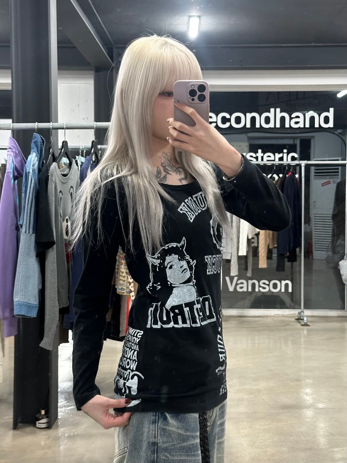 히스테릭 글래머 걸 바이크 롱슬리브 긴팔 티셔츠 상품이미지1