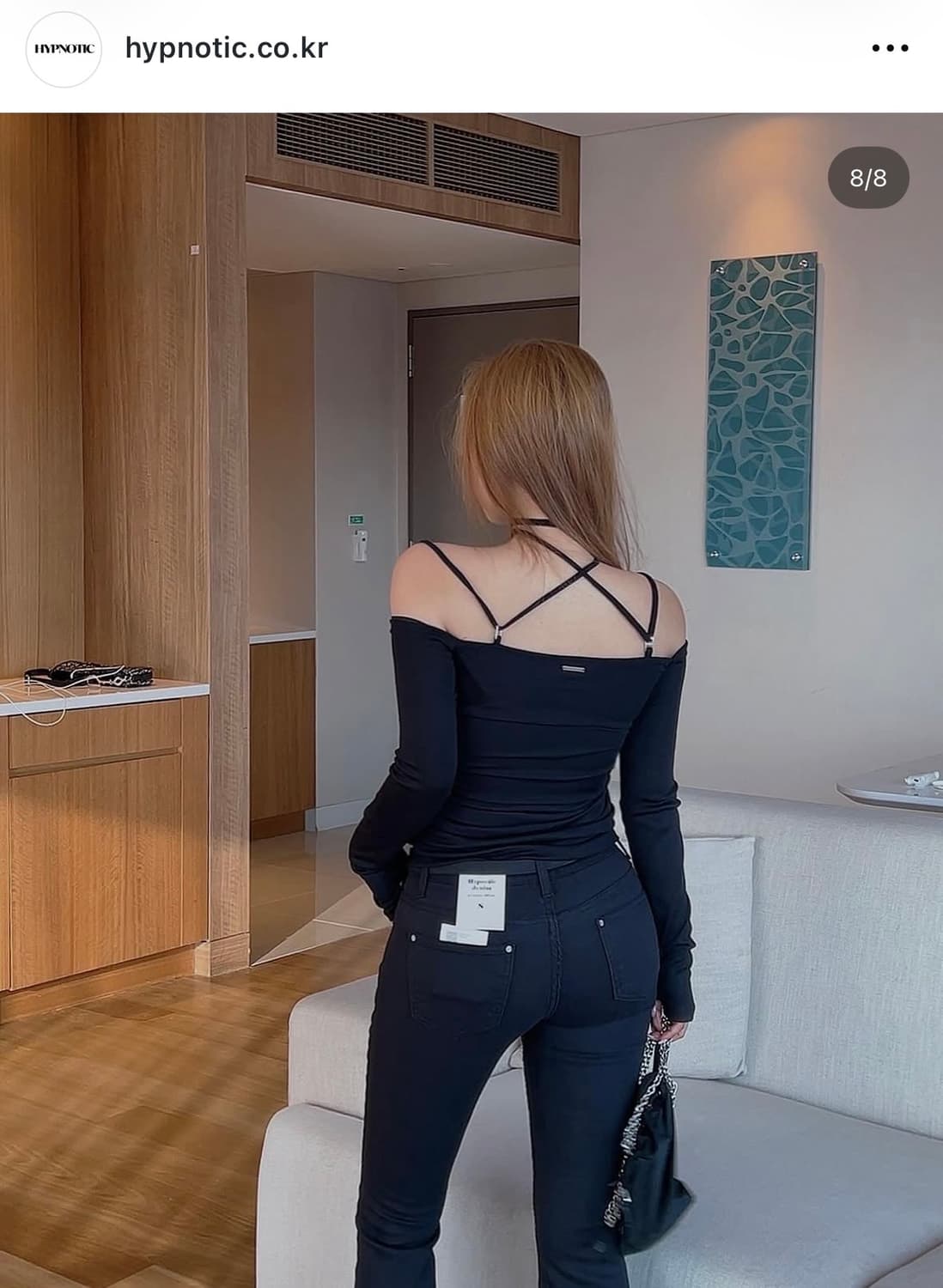히프나틱 스트랩 셔링 오프 티셔츠 블랙 상품이미지3