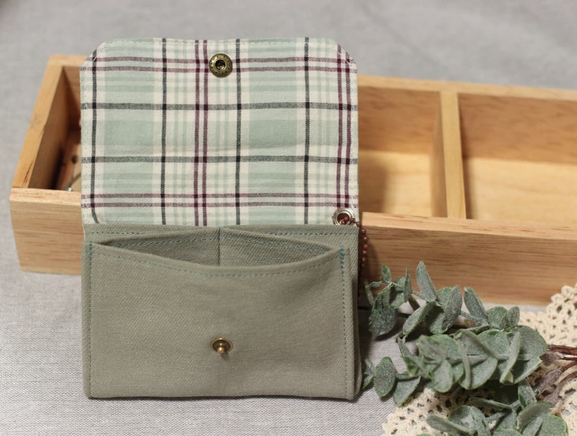 핸드메이드 민트체크 카드지갑  상품이미지4