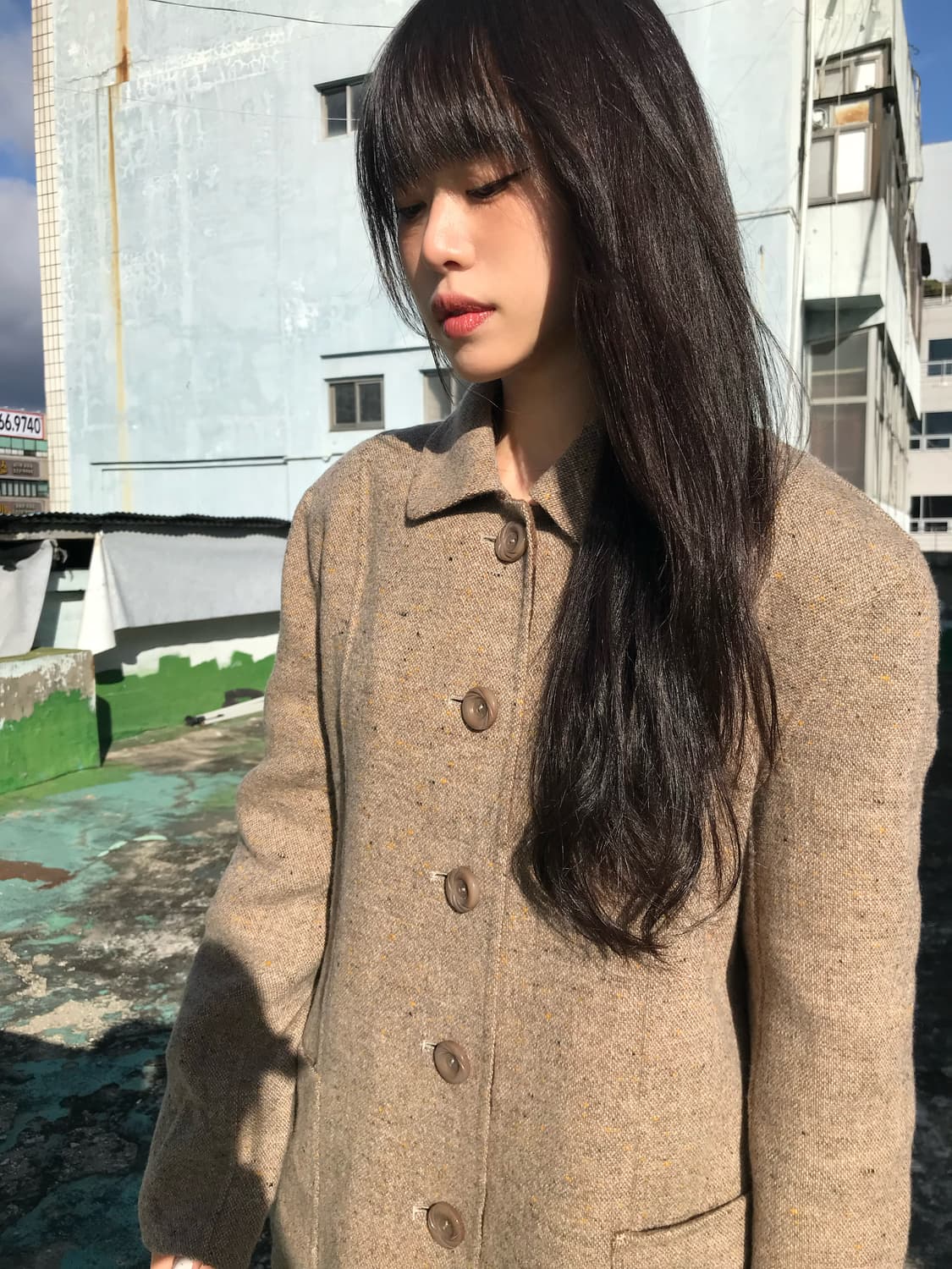 오트밀 클래식 트위드 코트 상품이미지4